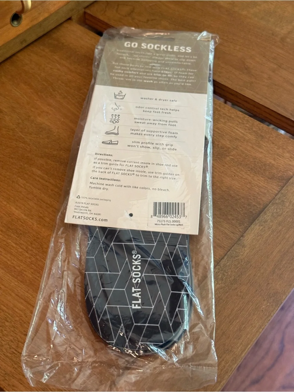NEW FLAT SOCKS® Micro-Push Flat Socks — Large Black